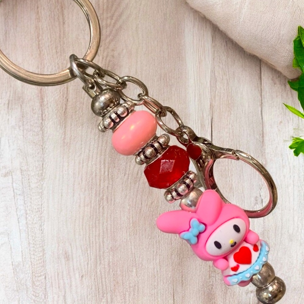 My Melody Character pink Red Keychain, Bag, & Backpack Charm hello Kitty family